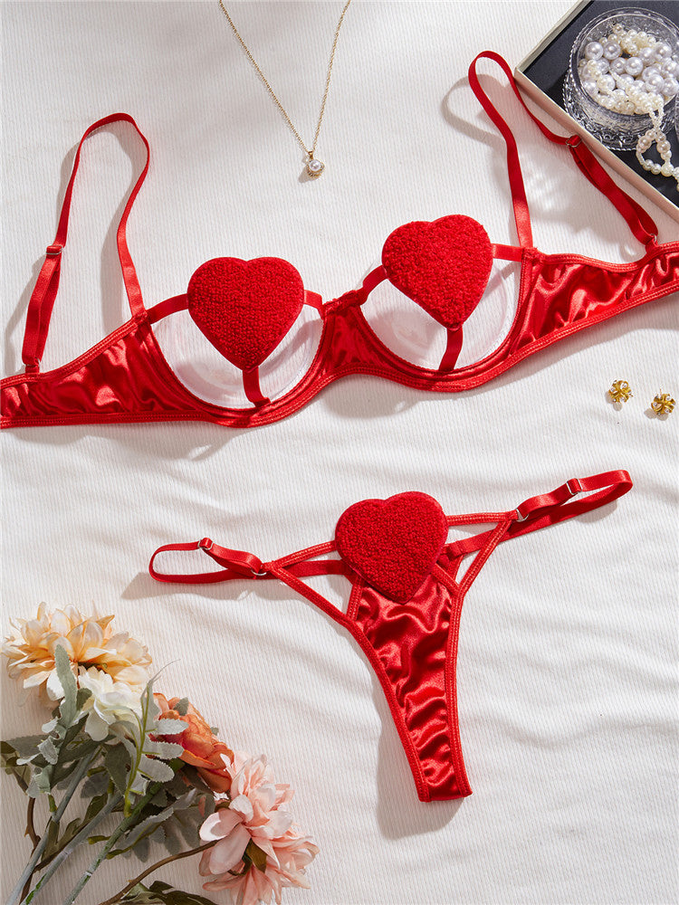 #91 Sexy Bra Brief Sets Women Heart-Shaped Hollow Out
