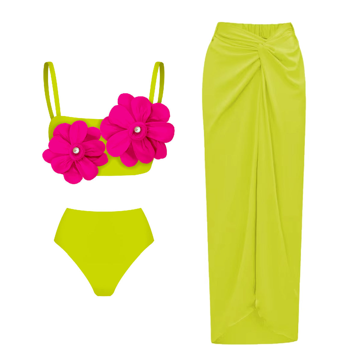 #51 Flower One Piece Swimsuit Skirt Shoulder Tassels