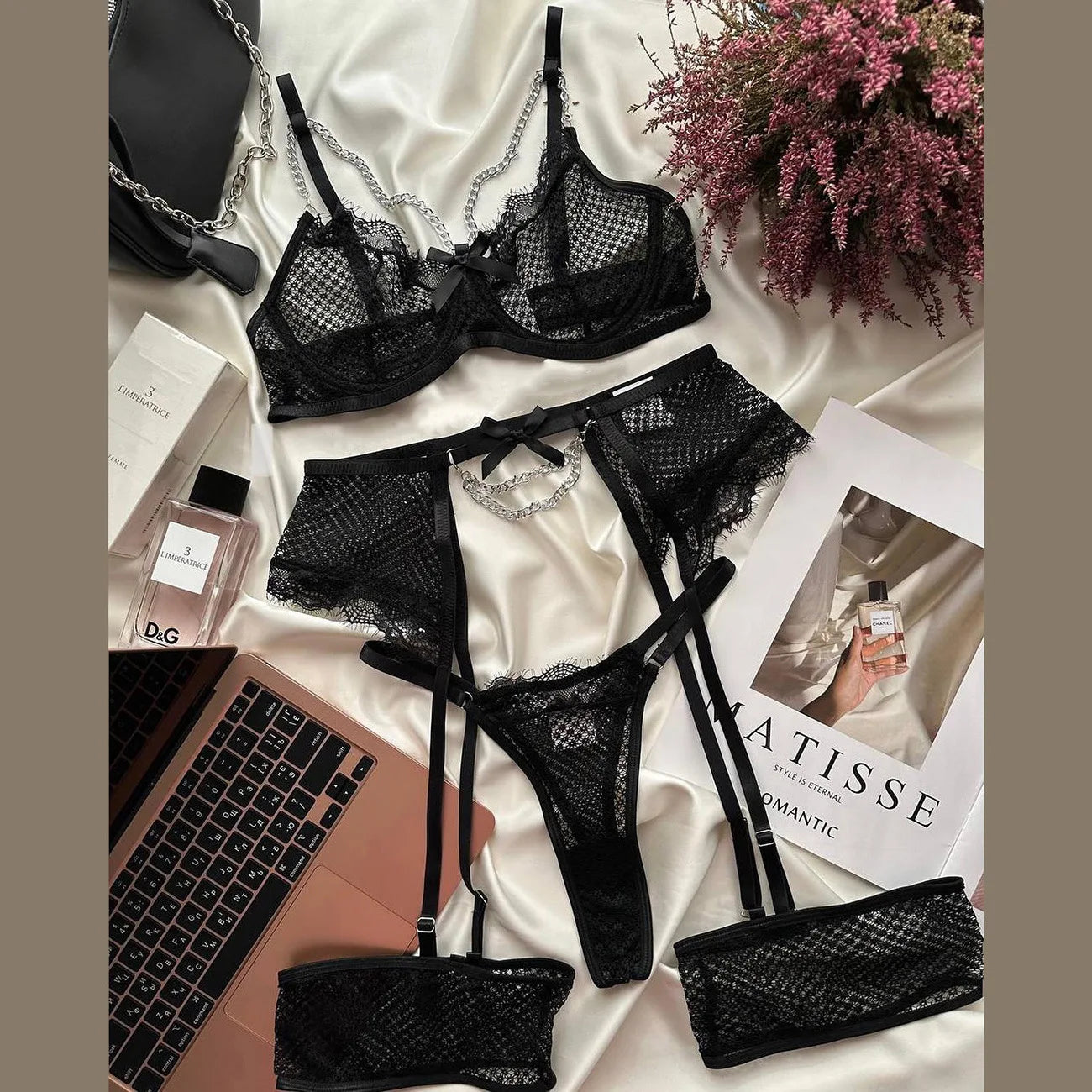 #169 Lingerie Underwear Bras Sets Lace Garter Lingerie