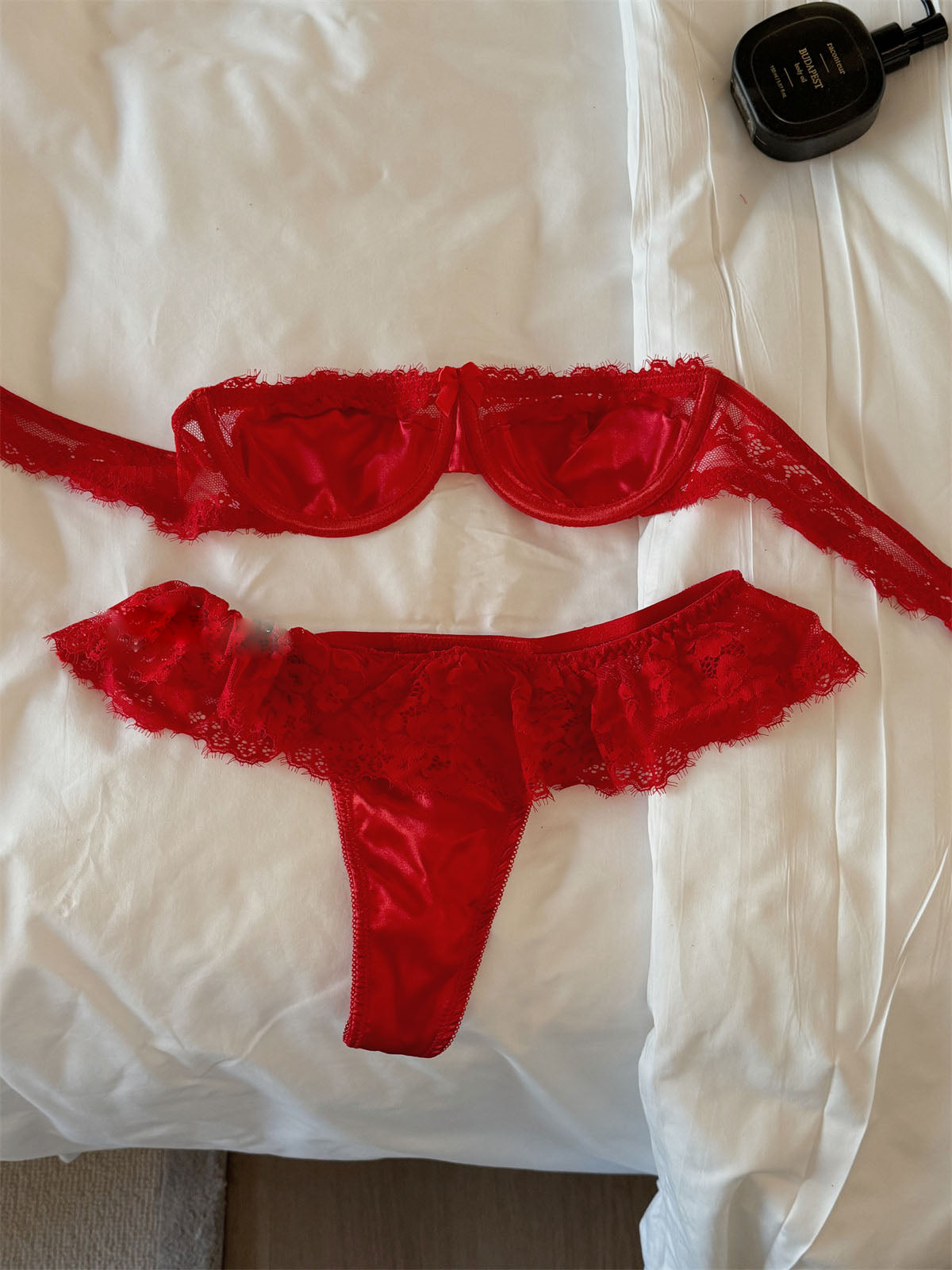 #167 Lace Red lingerie Women Sexy Thin Top Support Bra