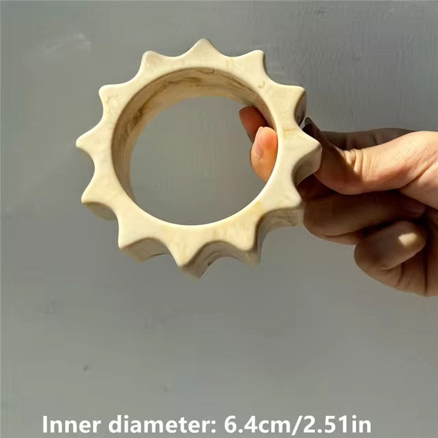 #62 New Beige Tie Dye Wide Asymmetrical Resin Bracelet
