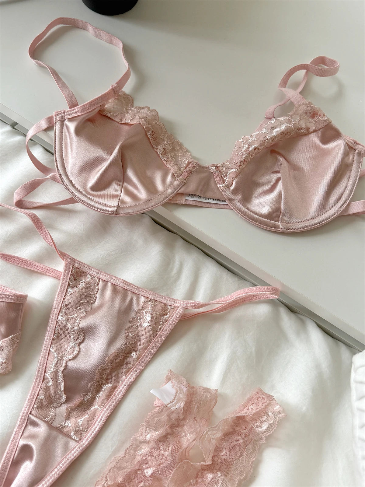 #176 Satin mesh lingerie ultra-thin women large breast