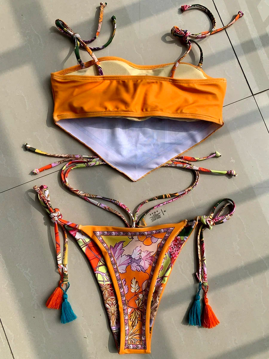 #30 Printed Crop Top Bikini