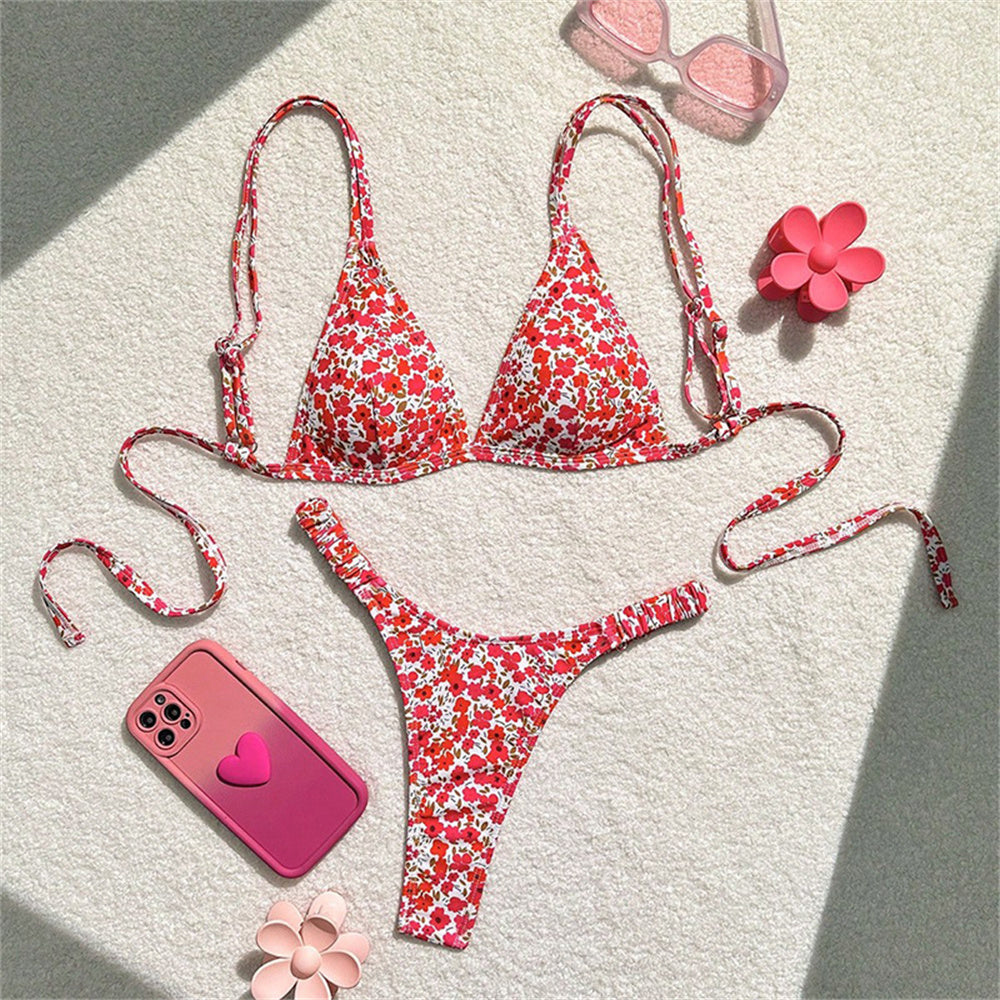 #18 Sexy Floral Bikini Triangle String Extreme Y2K
