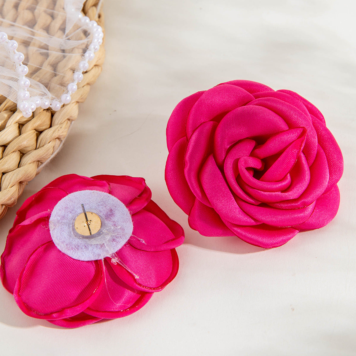 #64 Exaggerated Large Rose Flower Earrings