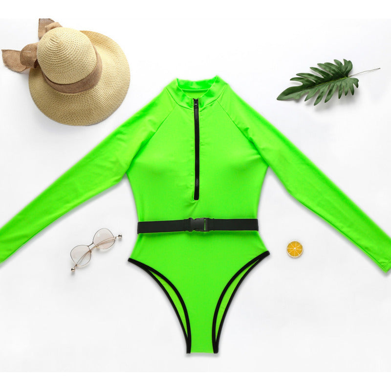 #7 Zipper One Piece Swimsuits Closed Long Sleeve Swimwear Sports