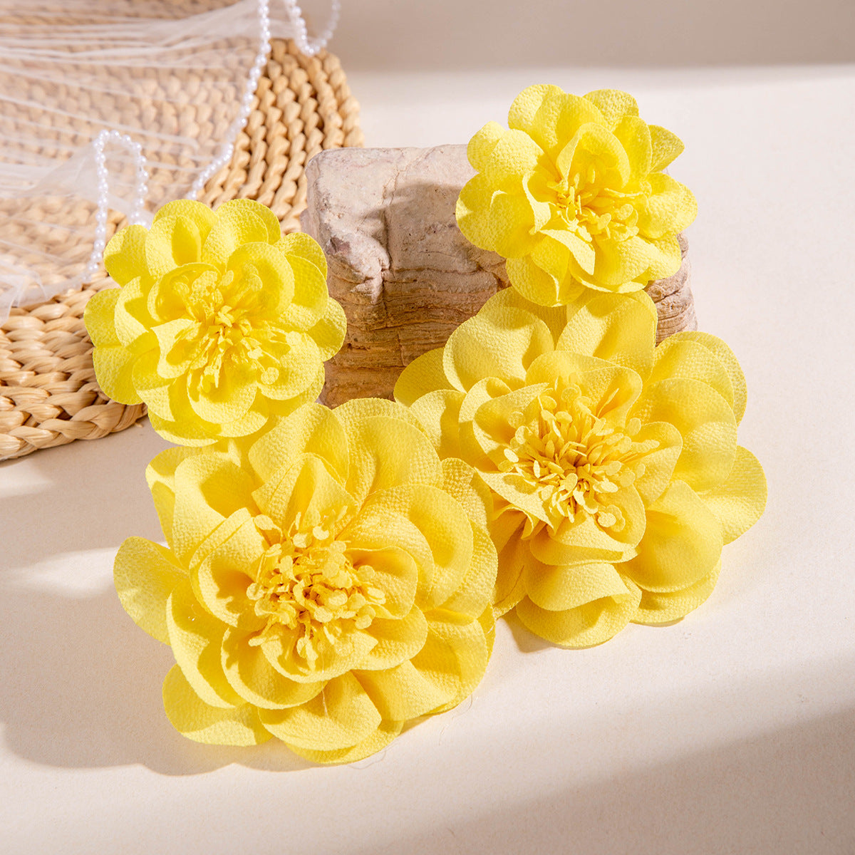 #64 Exaggerated Large Rose Flower Earrings