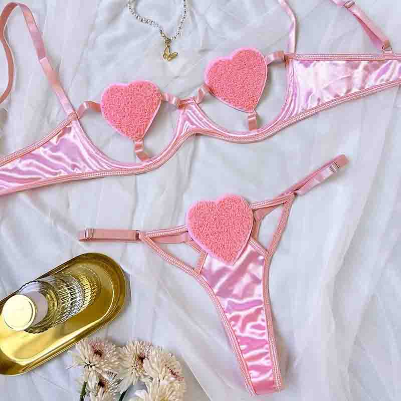 #91 Sexy Bra Brief Sets Women Heart-Shaped Hollow Out