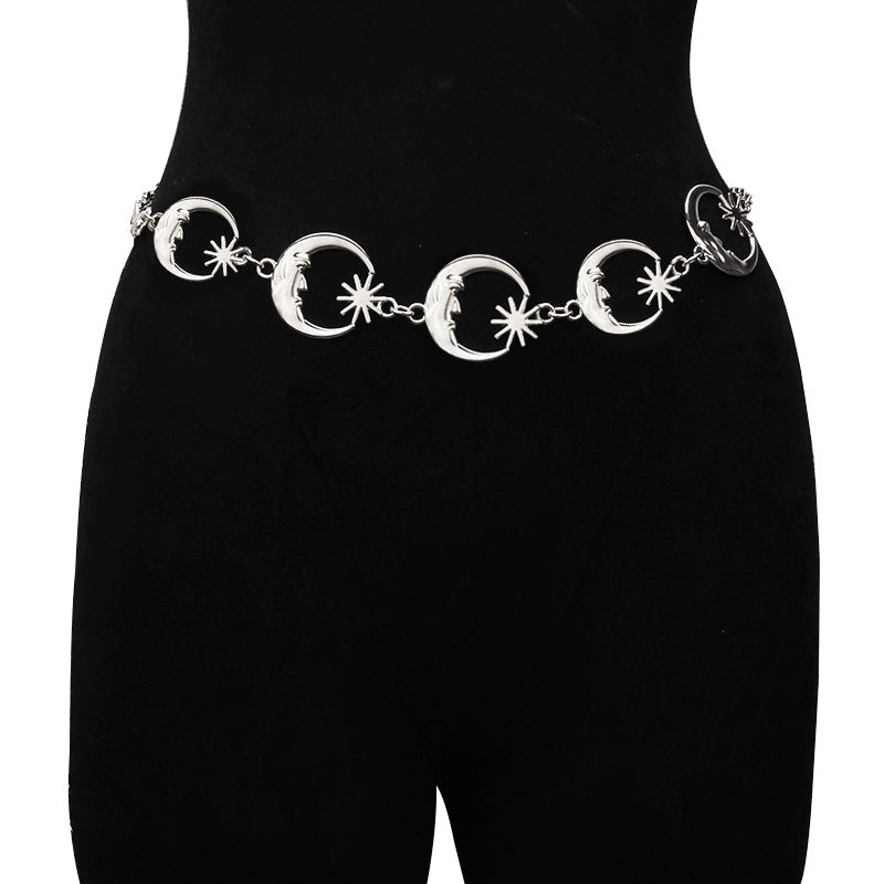 #69 Multilayer Punk Gothic Moon Sun Waist Chain Metal