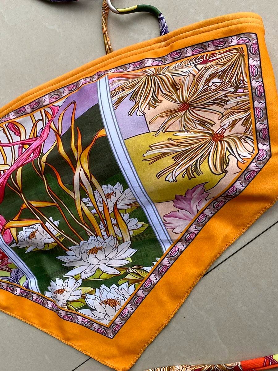 #30 Printed Crop Top Bikini