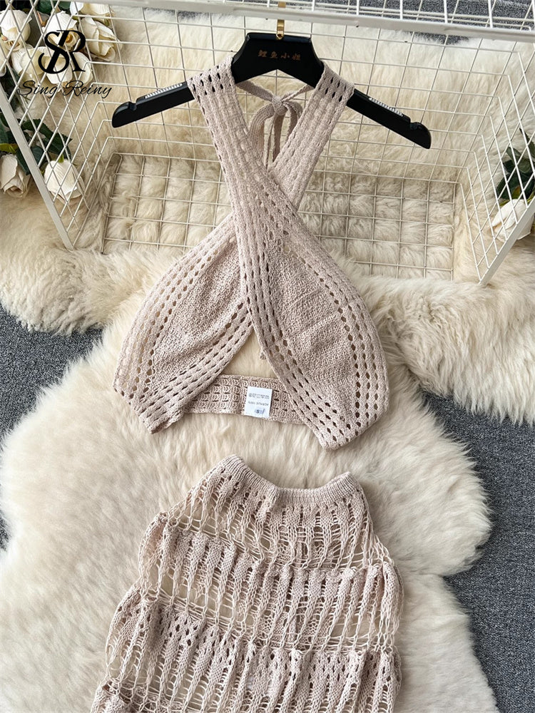 #131 SINGREINY Hollow Out Female Beach Suits