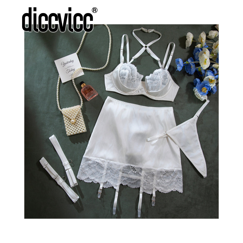 #145 Lingerie Set Criss Cross Front Band Lace Br