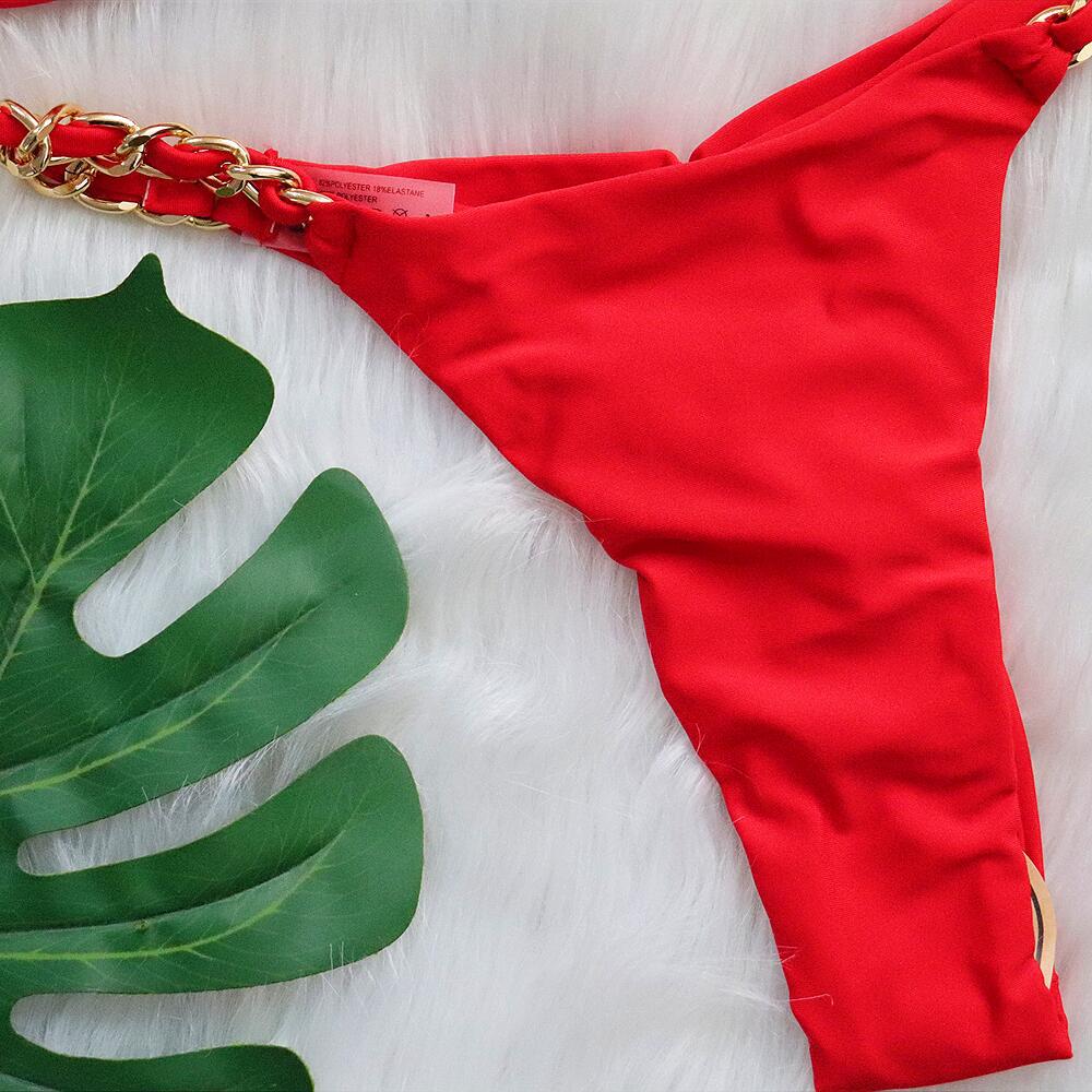 #100 Sexy Red Triangle String Bikini