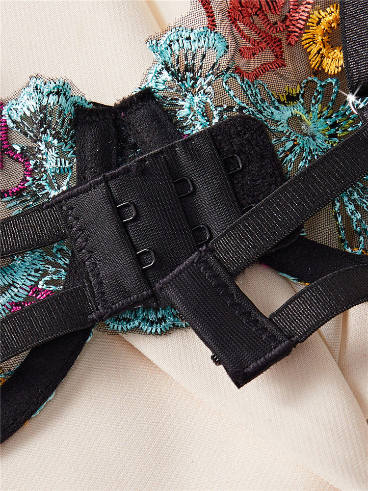 #164 Strap Embroidery Colorful Flowers