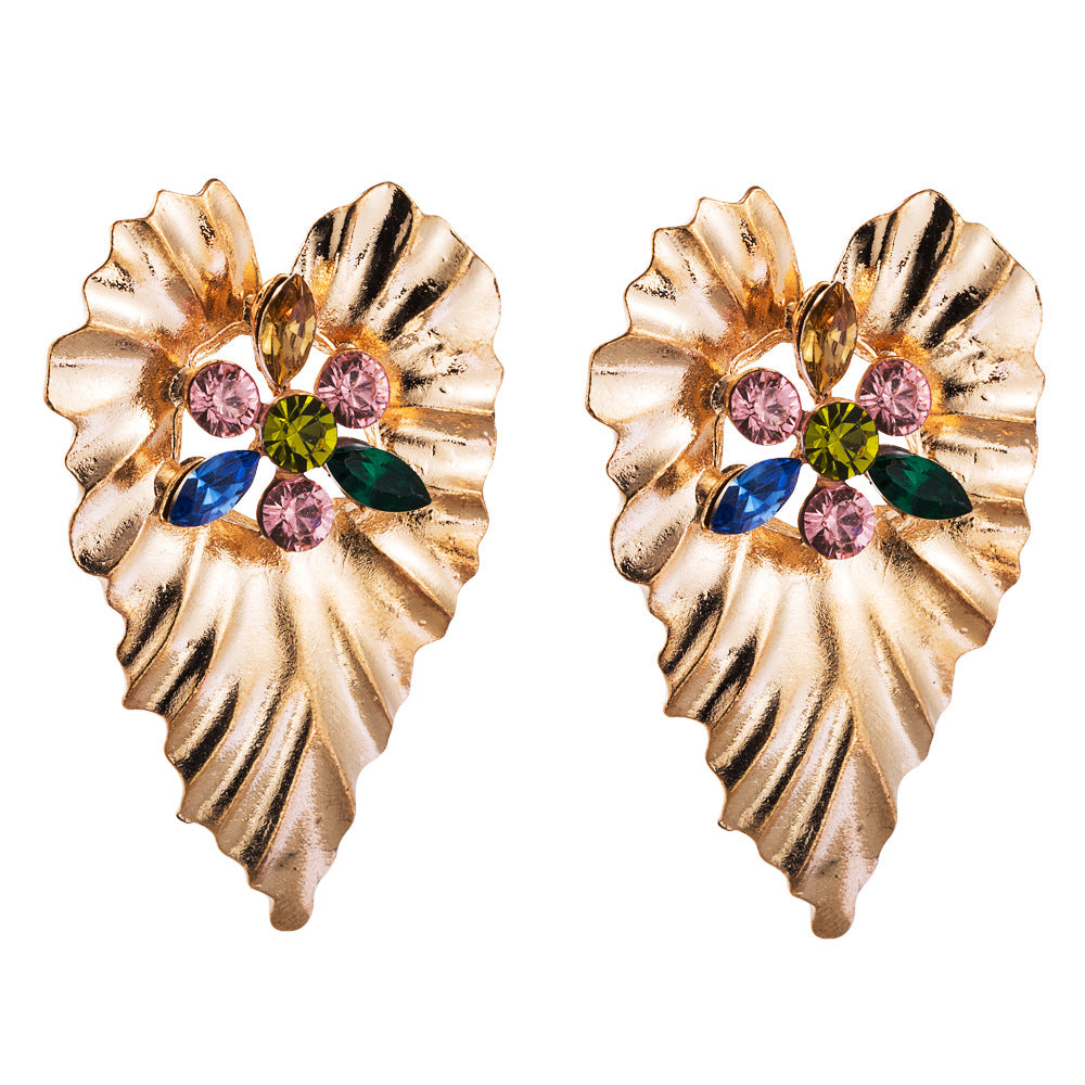 #68 Gold Color Large Leaf Earrings