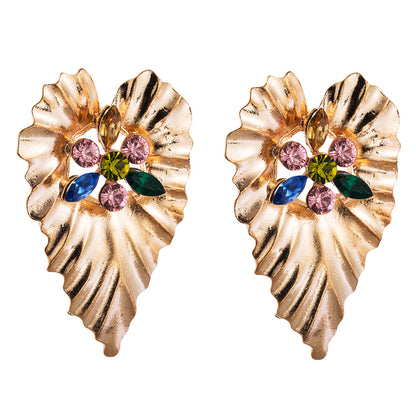 #68 Gold Color Large Leaf Earrings