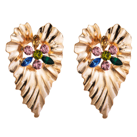 #68 Gold Color Large Leaf Earrings