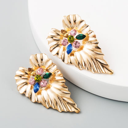 #68 Gold Color Large Leaf Earrings