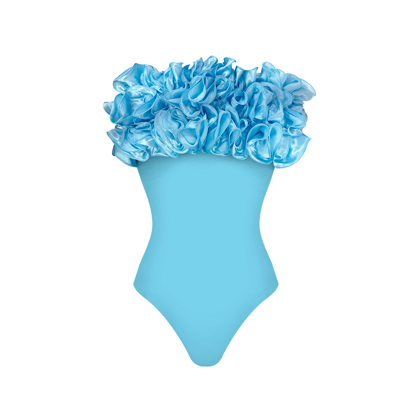 #50 High Quality Luxury Woman Swimsuit Flower Ruffle Solid
