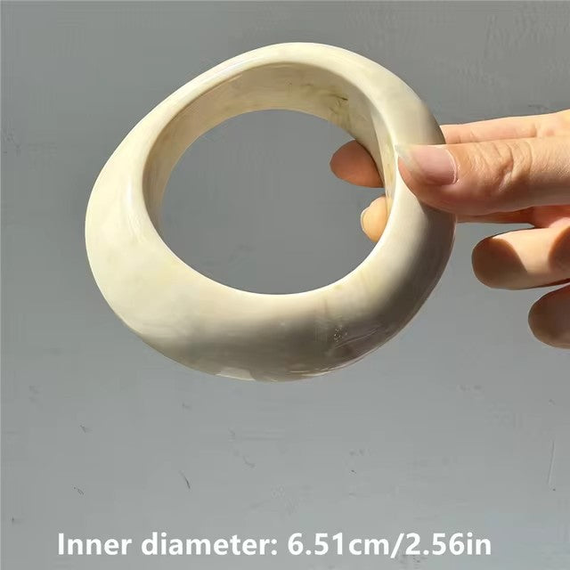 #62 New Beige Tie Dye Wide Asymmetrical Resin Bracelet