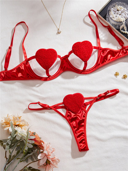 #91 Sexy Bra Brief Sets Women Heart-Shaped Hollow Out