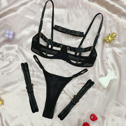 #21 Yimunancy 4-Piece Gothic Hollow Lingerie
