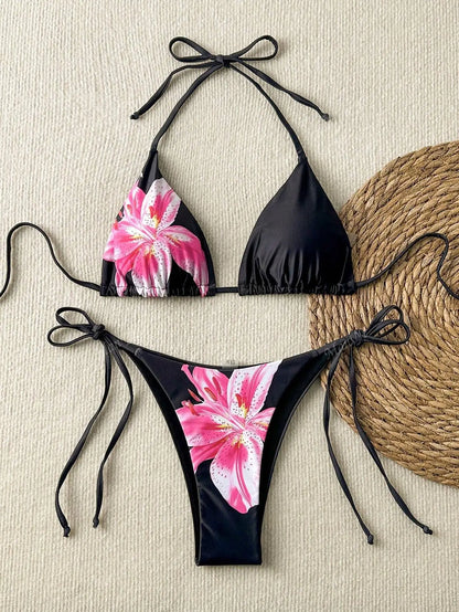 #28 Laced Up Split Swimsuit High Waist Beach Bikini