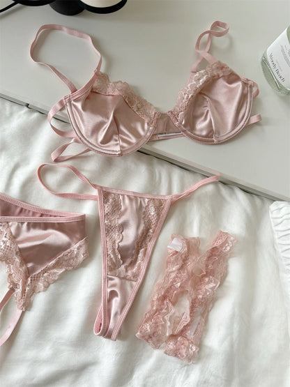 #176 Satin mesh lingerie ultra-thin women large breast