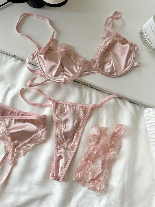 #176 Satin mesh lingerie ultra-thin women large breast