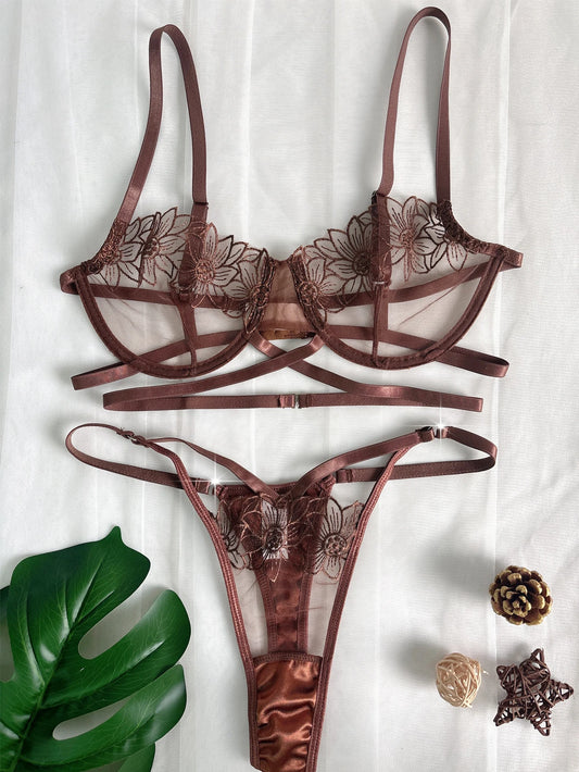 #172 High-End Floral Embroidered Underwire Bra