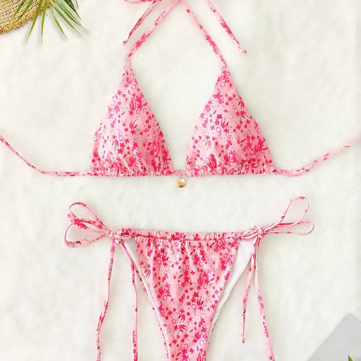 #28 Laced Up Split Swimsuit High Waist Beach Bikini