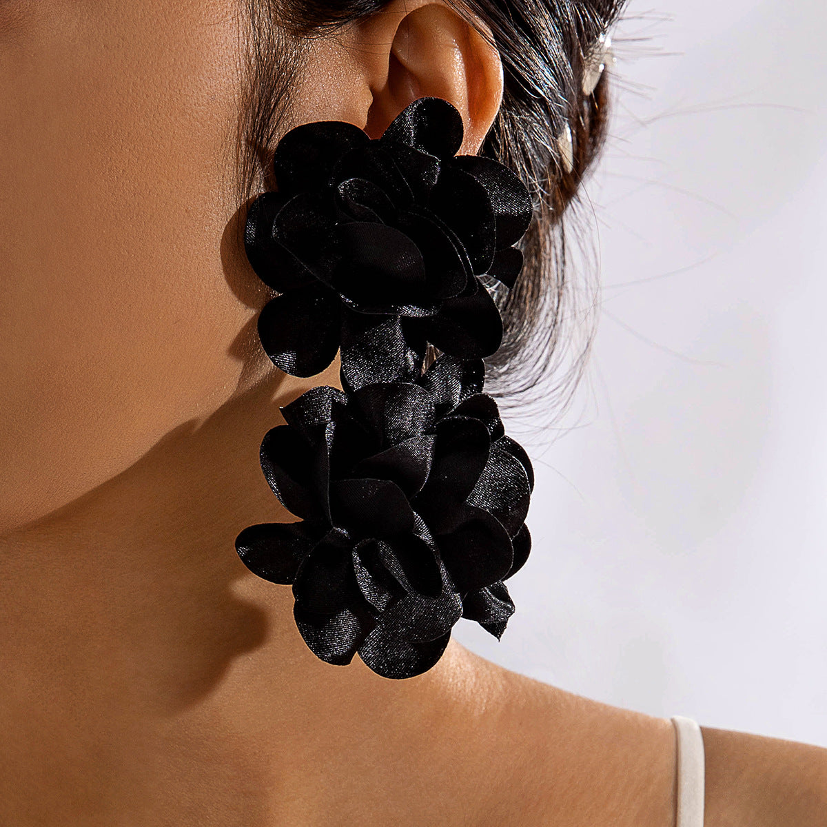 #64 Exaggerated Large Rose Flower Earrings