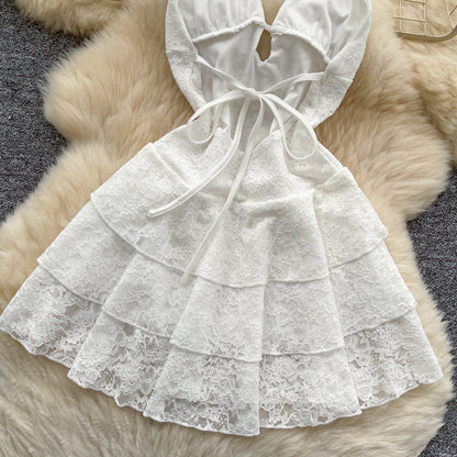 #153 Chic Vintage Backless Sleeveless Pleated Elegant