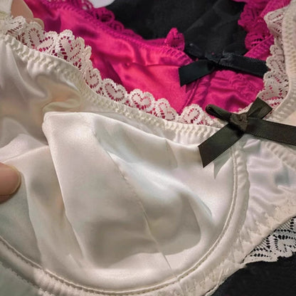 #173 Women Underwear Set Ice Silk Sexy Lace See
