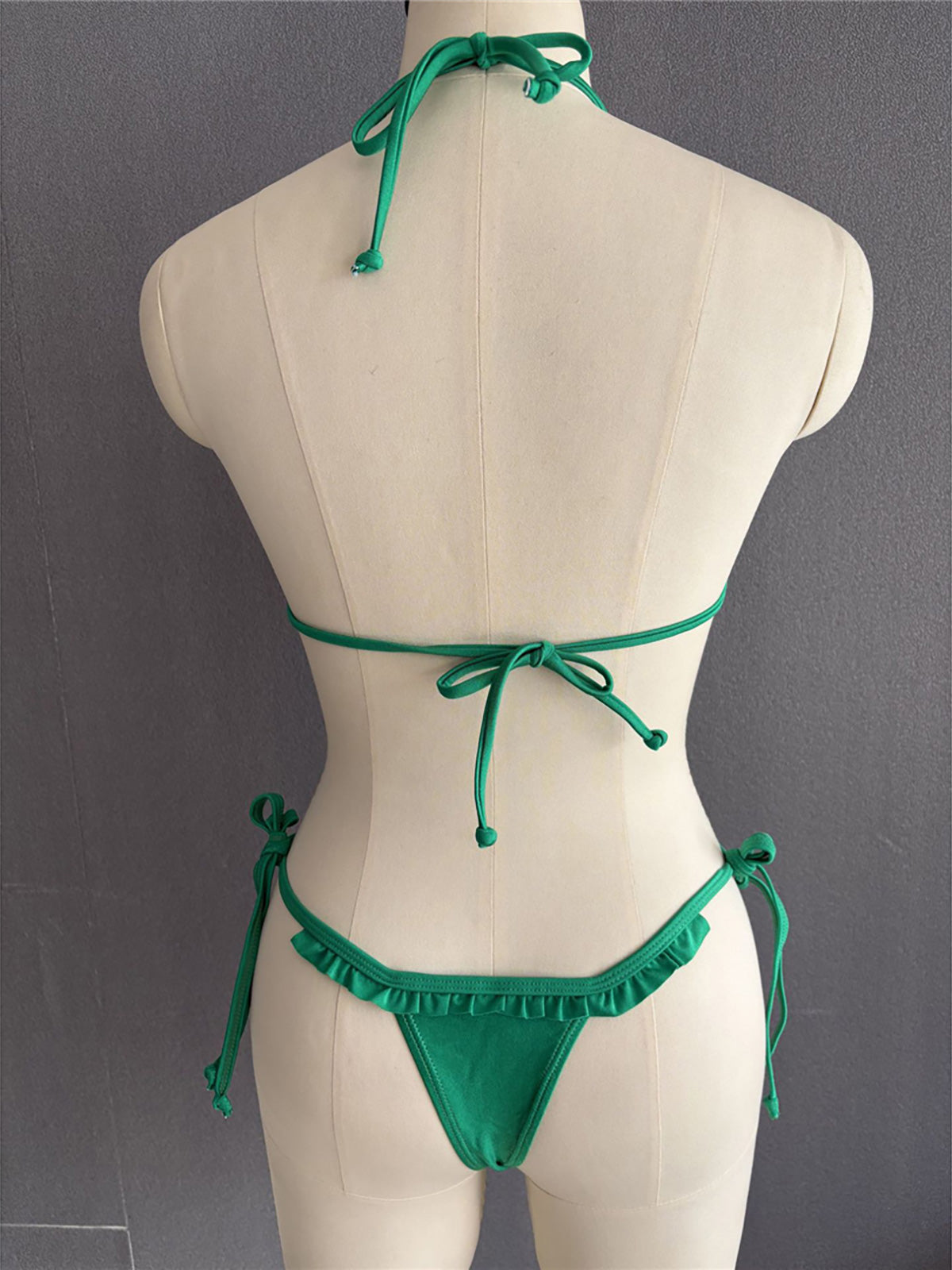 #17 Halter Ruffled Frilled Strappy Bikini