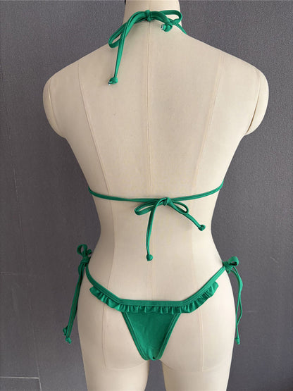 #17 Halter Ruffled Frilled Strappy Bikini