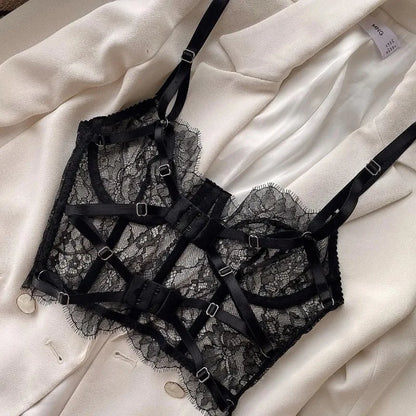 #180 Bustier Floral Lace Sexy Lingerie Set Bra Brief