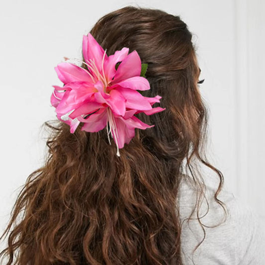 #72 AWAYTR Artificial Pink Flowers Hairpin Party Flower