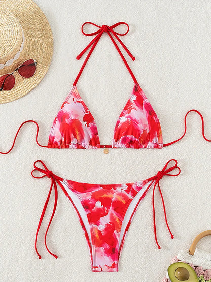#28 Laced Up Split Swimsuit High Waist Beach Bikini