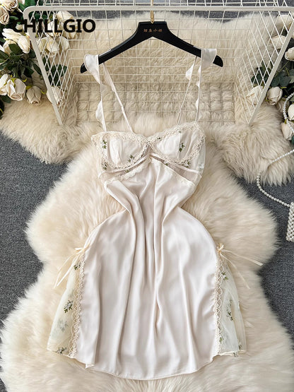 #156 Floral Satin Lace Spaghetti Strap Dress