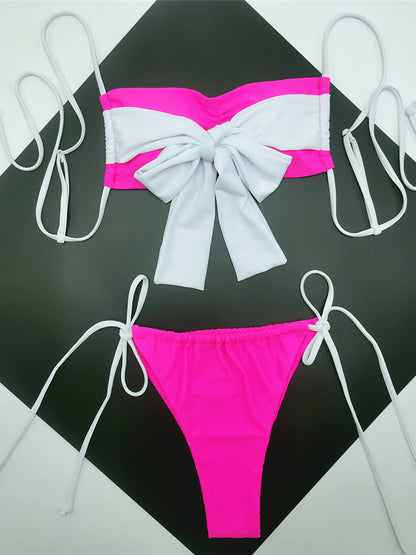 #10 Splicing Bow Tie Strappy High Leg Cut Bikini