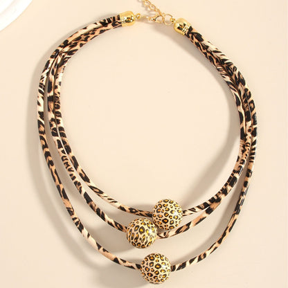 #138 New Retro Multi-layer Leather Wood Bead Leopard