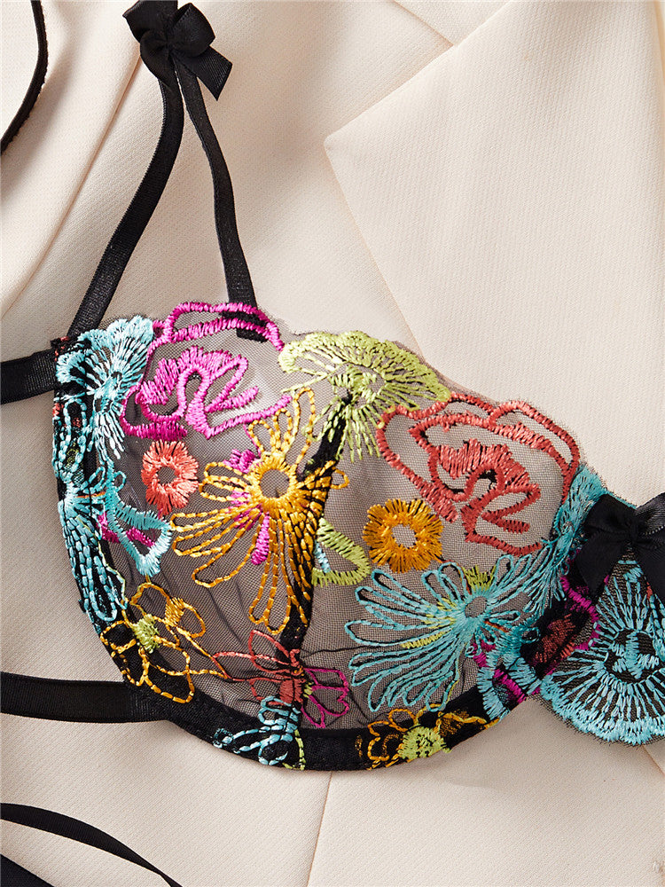 #164 Strap Embroidery Colorful Flowers