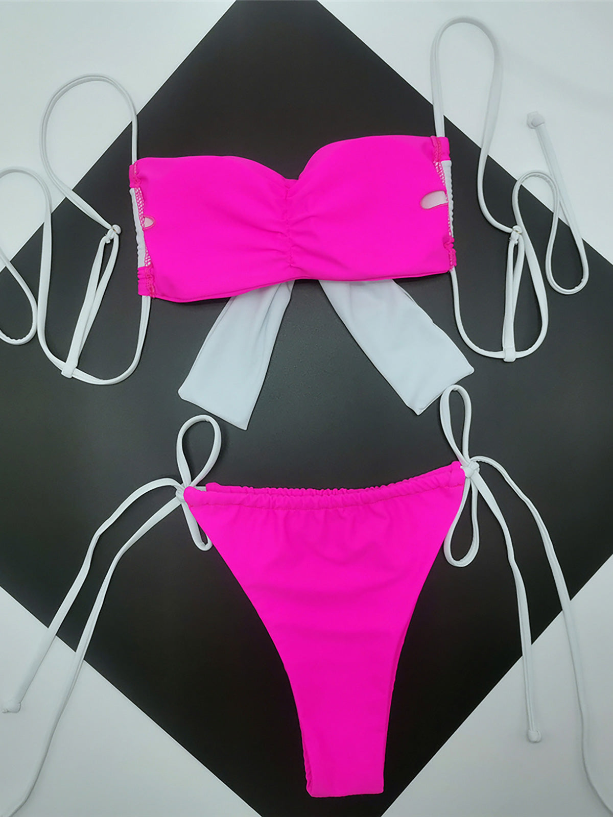#10 Splicing Bow Tie Strappy High Leg Cut Bikini