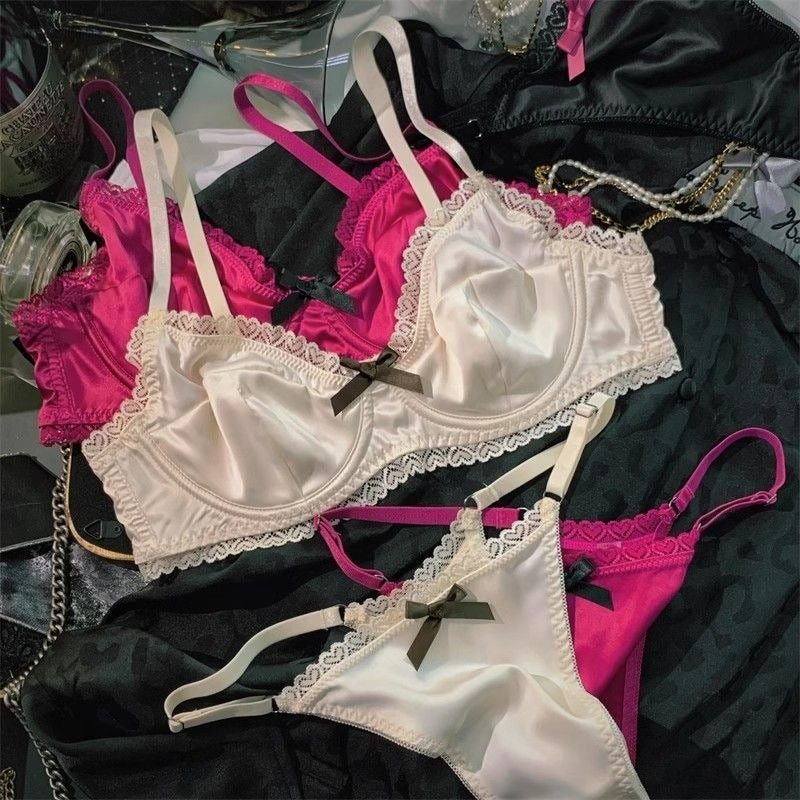 #173 Women Underwear Set Ice Silk Sexy Lace See