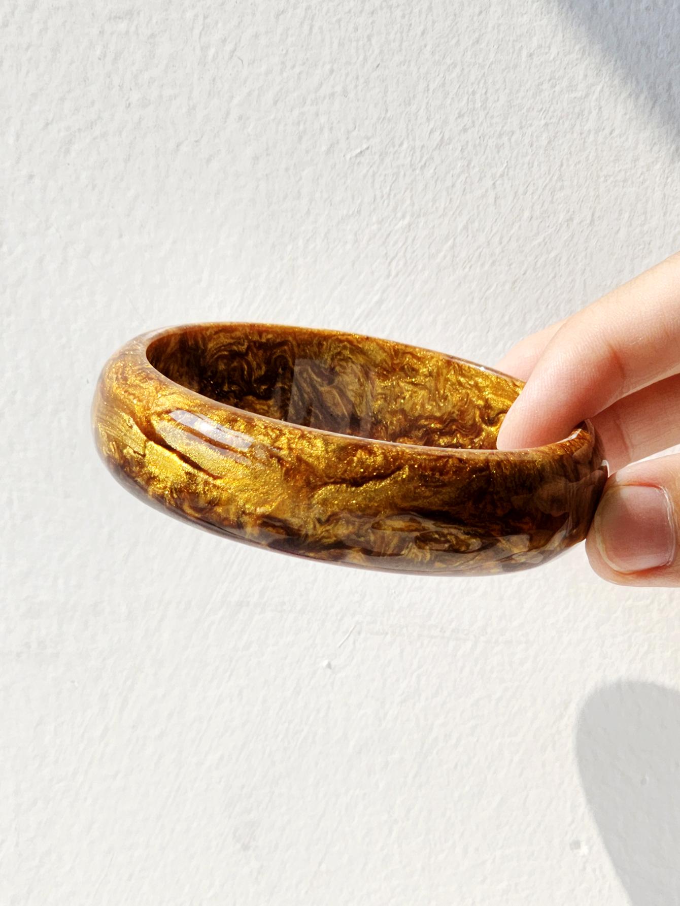 #62 New Beige Tie Dye Wide Asymmetrical Resin Bracelet