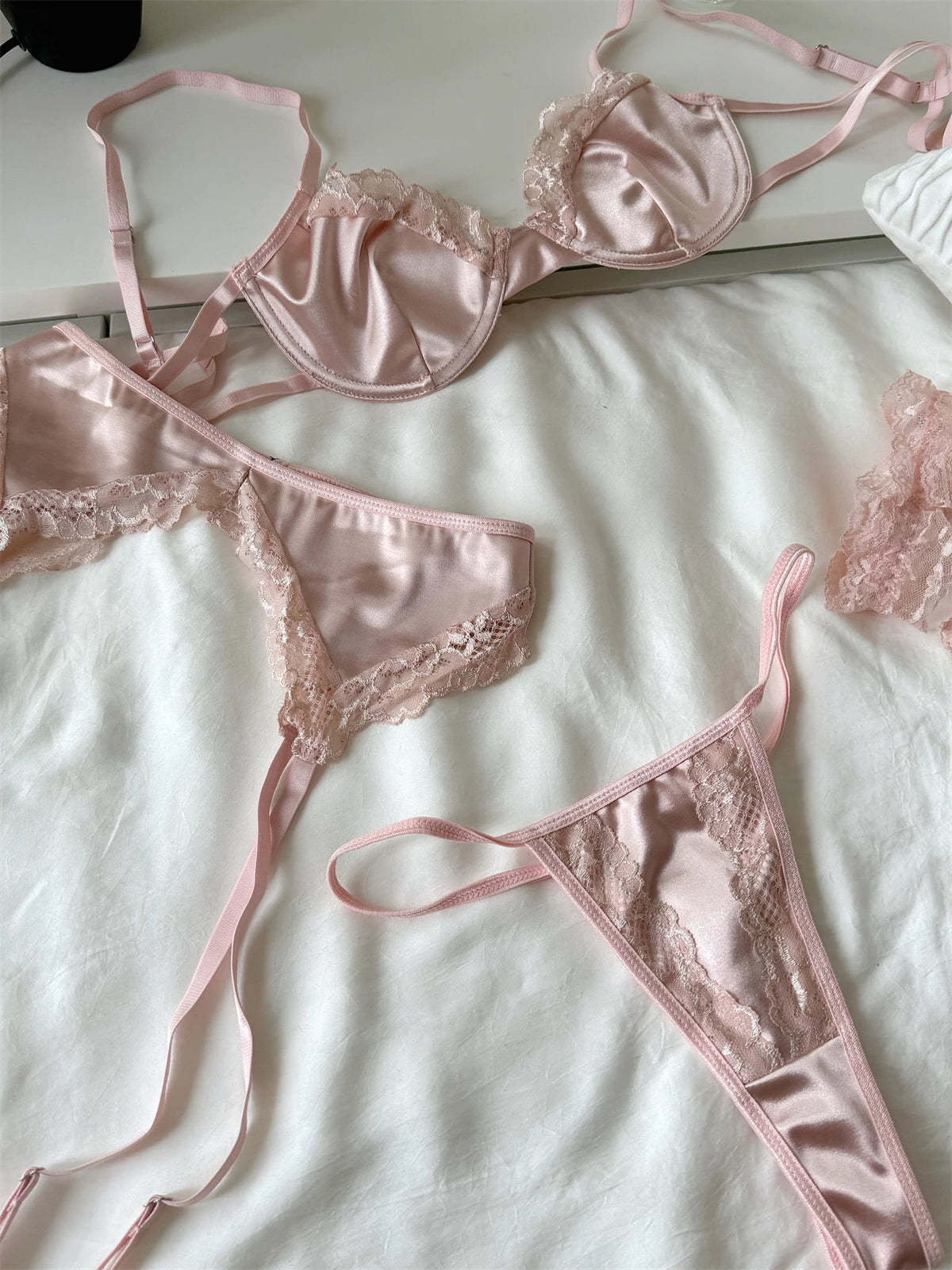 #176 Satin mesh lingerie ultra-thin women large breast