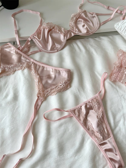 #176 Satin mesh lingerie ultra-thin women large breast