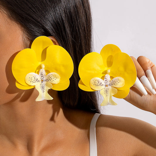 #63 Fashion Butterfly Orchid Stud Earrings