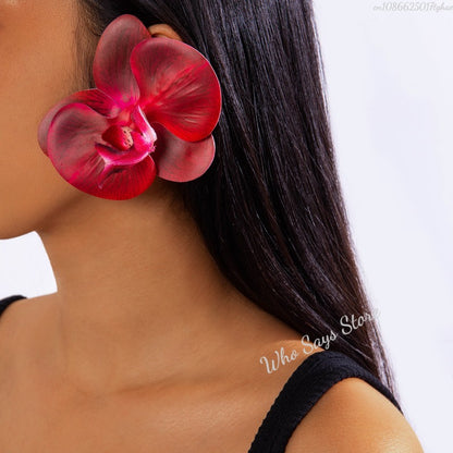 #63 Fashion Butterfly Orchid Stud Earrings